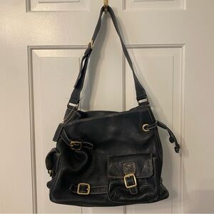 Maxx Black Leather Purse with Paisley Interior